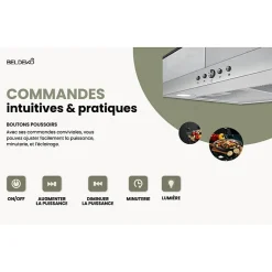 BELDEKO - HOTTE DECORATIVE MURALE 90 CM - VERRE ET INOX - 200W - Puissance d'extraction 559 m3/h
