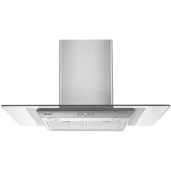 BELDEKO - HOTTE DECORATIVE MURALE 90 CM - VERRE ET INOX - 200W - Puissance d'extraction 559 m3/h
