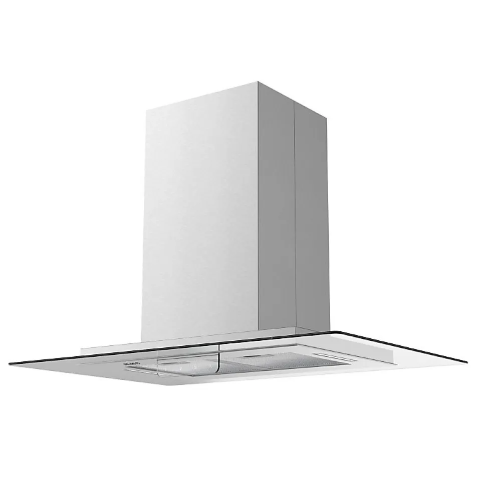 BELDEKO - Hotte îlot aspirante 90 cm INOX - Minuteur - Débit 556 m3/h - 3 vitesses - LUDIA 90 XS