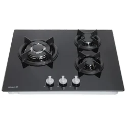 BELDEKO - Plaque de cuisson 3 ZONES VERRE NOIR - GAZ BOUTEILLE