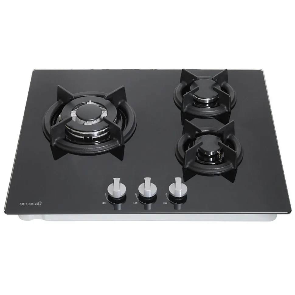 BELDEKO - Plaque de cuisson 3 ZONES VERRE NOIR - GAZ BOUTEILLE