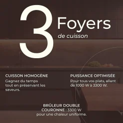 BELDEKO - Plaque de cuisson Gaz verre noir 3 foyers - Gaz ville et bouteille - grilles en fonte