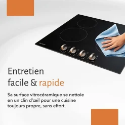 BELDEKO - Plaque de Cuisson Vitrocéramique 4 Foyers Encastrable avec Boutons de contrôle - 6000W