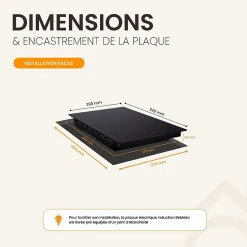 BELDEKO - Plaque de cuisson à induction Domino encastrable - 2 foyers, 3600 W - 2 boosters pour une performance compacte