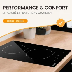 BELDEKO - Plaque de cuisson à induction Domino encastrable - 2 foyers, 3600 W - 2 boosters pour une performance compacte