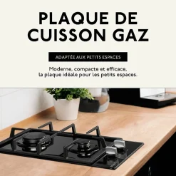 BELDEKO - Plaque de cuisson Gaz verre noir 2 feux - 4000W - Gaz ville et bouteille