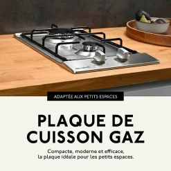 BELDEKO - Plaque Gaz 2 feux Inox - 3000W - Encastrable - Gaz ville et bouteille