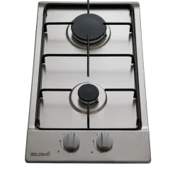 BELDEKO - Plaque Gaz 2 feux Inox - 3000W - Encastrable - Gaz ville et bouteille