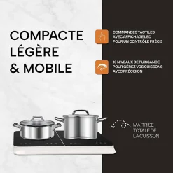 BELDEKO - Plaque Induction Portable de 3500W, sensitive, 10 niveaux de puissance, minuterie, posable