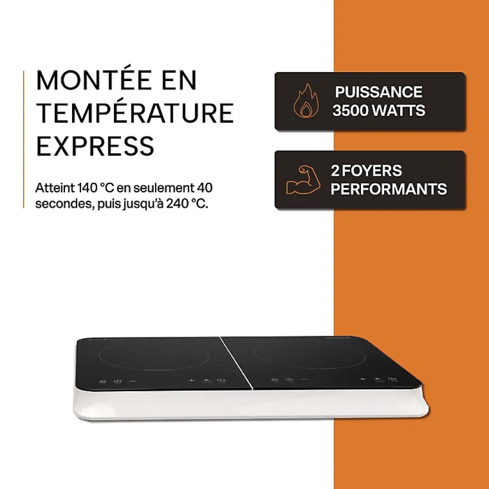 BELDEKO - Plaque Induction Portable de 3500W, sensitive, 10 niveaux de puissance, minuterie, posable