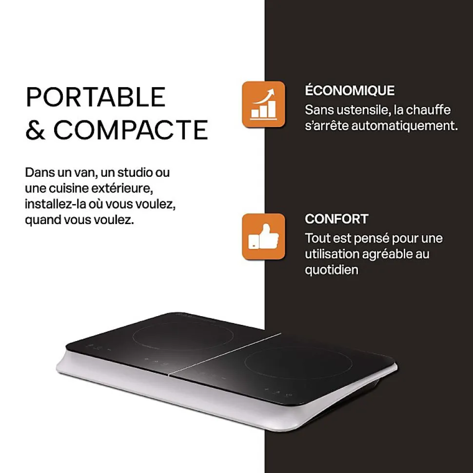 BELDEKO - Plaque Induction Portable de 3500W, sensitive, 10 niveaux de puissance, minuterie, posable