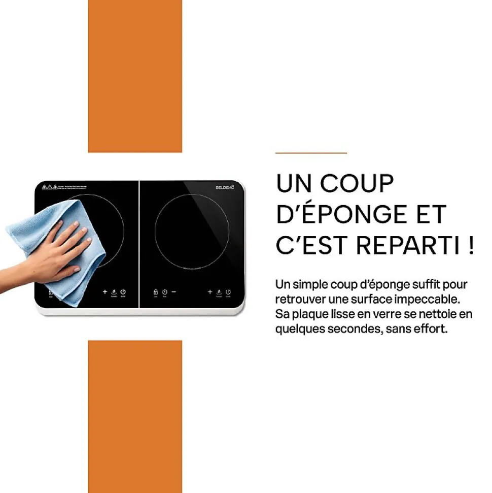 BELDEKO - Plaque Induction Portable de 3500W, sensitive, 10 niveaux de puissance, minuterie, posable