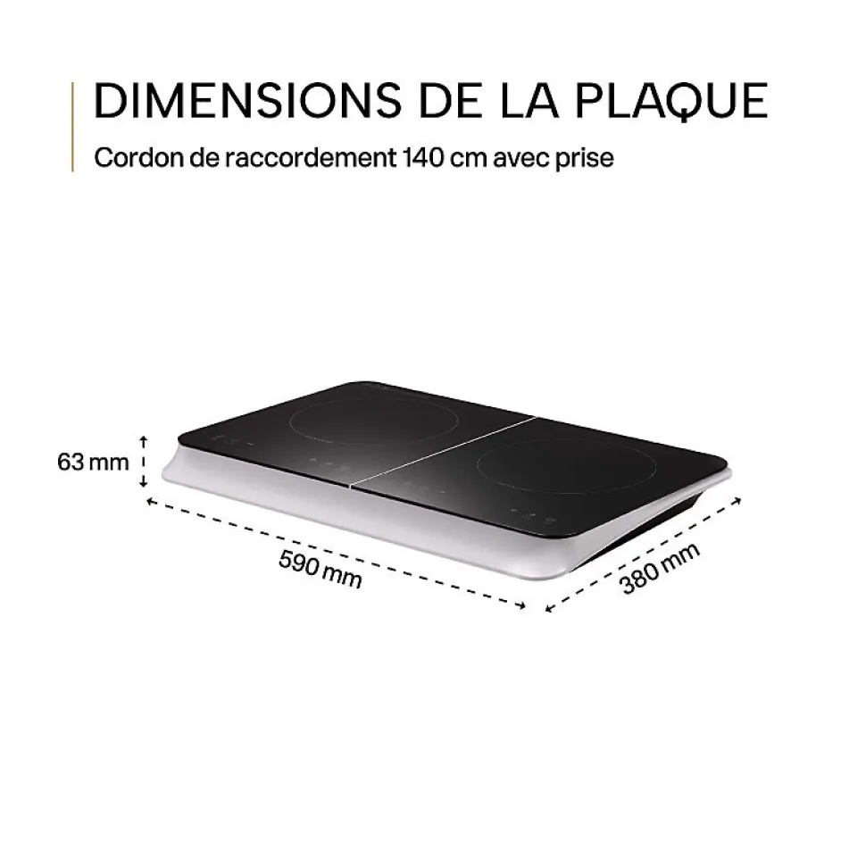 BELDEKO - Plaque Induction Portable de 3500W, sensitive, 10 niveaux de puissance, minuterie, posable