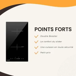 BELDEKO - Plaque Induction Encastrable 2 Foyers - Slider - 3600W avec Double Booster et Minuterie Indépendante