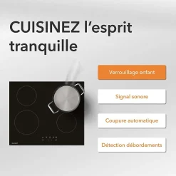 BELDEKO - Plaque Vitrocéramique 4 Feux, 6000W Vitrocéramique 4 Foyers, Plaque de Cuisson Vitrocéramique, Minuteur Multi-zones,