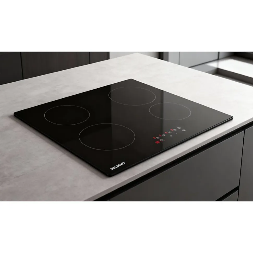 BELDEKO - Table de cuisson Vitrocéramique 3 foyers - Encastrable, Minuteur multi-zones Seulement 4,6 cm d'Épaisseur
