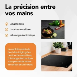 BELDEKO - Table de cuisson Vitrocéramique 3 foyers - Encastrable, Minuteur multi-zones Seulement 4,6 cm d'Épaisseur