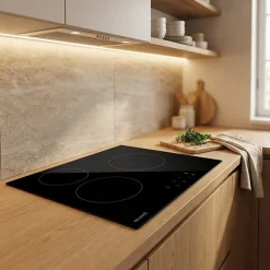 BELDEKO - Table de cuisson Vitrocéramique 3 foyers - Encastrable, Minuteur multi-zones Seulement 4,6 cm d'Épaisseur