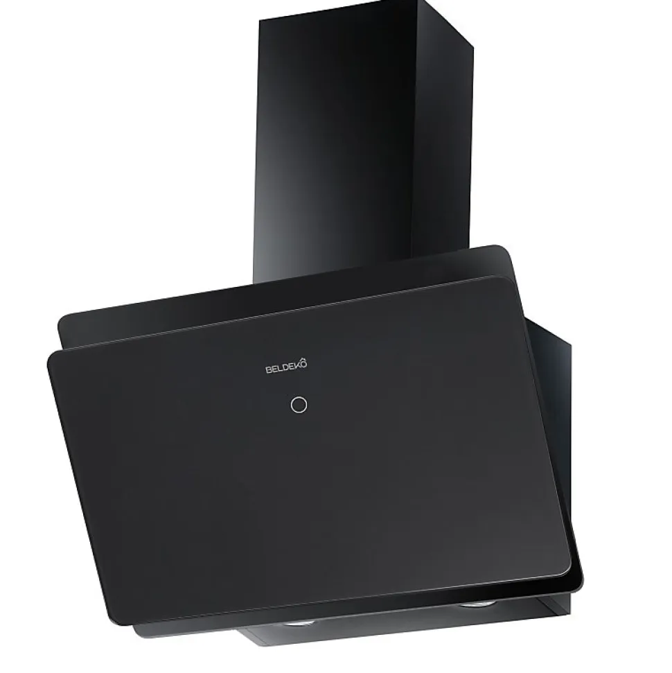BELDEKO Hotte Inclinée NOIR 60 cm 455 m3/h - Hotte Silencieuse - Recyclage ou Evacuation