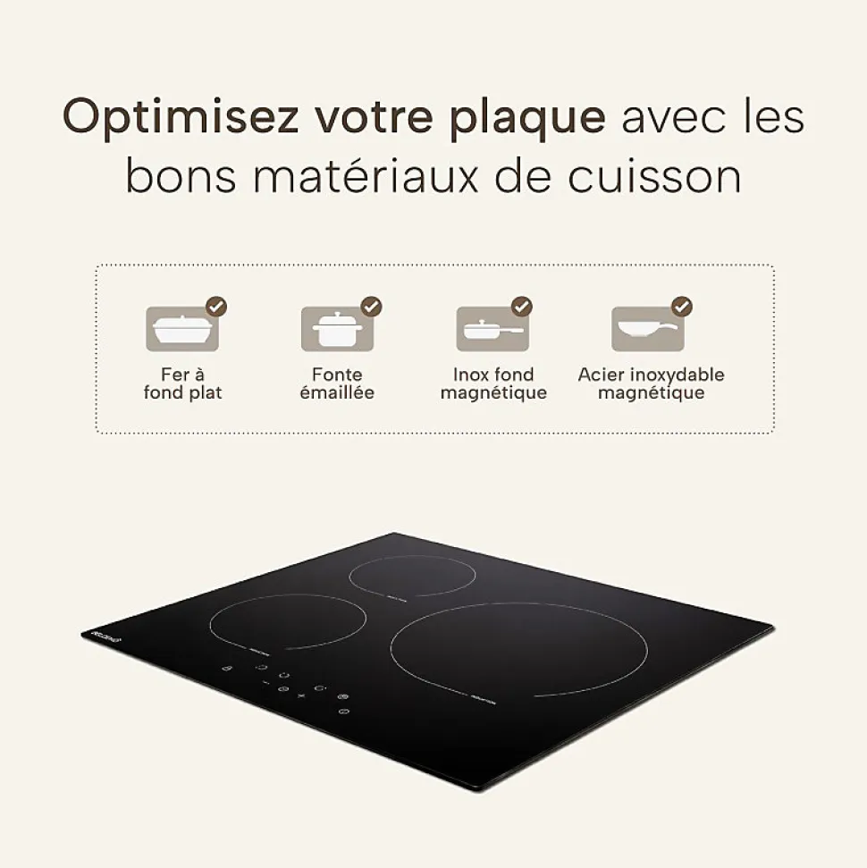 BELDEKO Plaque de Cuisson 3 foyers Induction 5800 WATTS - Grand feu de 280 mm