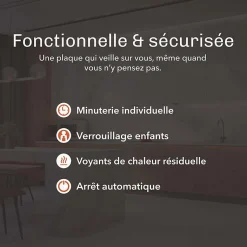 BELDEKO Plaque Induction 3 Foyers Slider avec Minuterie - Booster - 1 grand feu de 280 mm