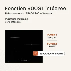 BELDEKO Plaque Induction 3 Foyers Slider avec Minuterie - Booster - 1 grand feu de 280 mm