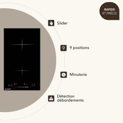 BELDEKO Plaque Induction Slider 2 foyers avec Minuterie - 3300W