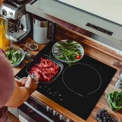 BELDEKO Plaque Induction 3 Foyers 5800 WATTS - Booster - 1 grand feu de 280 mm