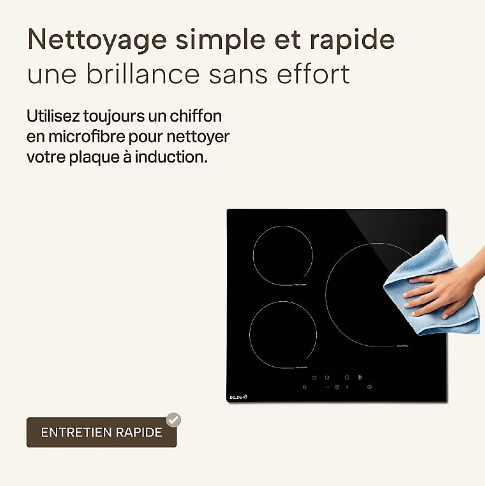 BELDEKO Plaque Induction 3 Foyers 5800 WATTS - Booster - 1 grand feu de 280 mm