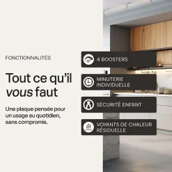 BELDEKO Table De Cuisson Induction 4 Foyers SLIDER et Minuterie 7900 WATTS