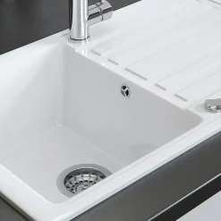 Bergström évier Blanc 76.5x46cm avec emplacement de séchage