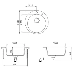 Bergström Évier Blanc 50.5x50.5cm Rond