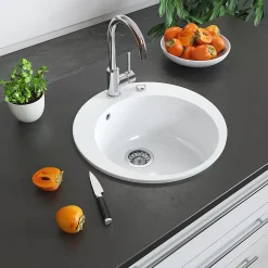 Bergström Évier Blanc 50.5x50.5cm Rond