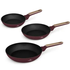 Berlinger Haus Set de Poêles Antiadhésives en Aluminium Forgé, Induction, 3pcs (202428), Manche Ergonomique, Édition Rose Gold