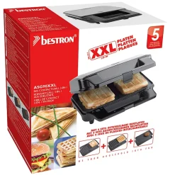 Bestron Gril de contact 3-en-1 900 W Acier inoxydable Noir ASG90XXL