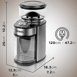 BG200 Moulin à café électrique 200W 35x réglages mouture Capacité 200 g Acier inox Jusqu'à 12 tasses de café Duronic