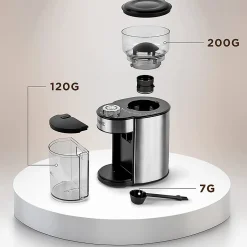 BG200 Moulin à café électrique 200W 35x réglages mouture Capacité 200 g Acier inox Jusqu'à 12 tasses de café Duronic