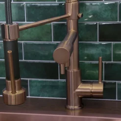 Big Pro mitigeur évier à douchette cuivre brossé Essebagno Big Pro