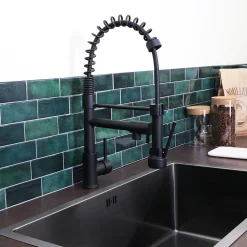 Big Pro mitigeur évier à douchette full black Essebagno Big Pro