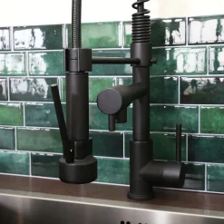 Big Pro mitigeur évier à douchette full black Essebagno Big Pro