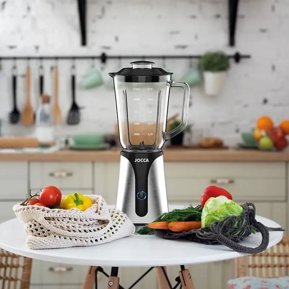 Blender - JOCCA - 350 W - Bol en verre 1 L - Bouteille 600 ml - Noir