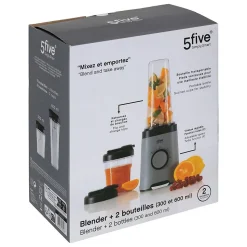 Blender avec 2 bouteilles 300ml / 600 ml - Gris- 5five