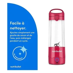 Blender portable NutriBullet - NBP003MA - 70 W - 0,475 L - Magenta - 1 bouteille incluse