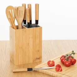 Bloc 5 couteaux & 5 ustensiles manche bambou - 5Five