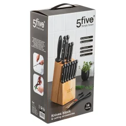 Bloc 11 couteaux avec aiguisoir/ciseaux Essentiel Black - 5Five