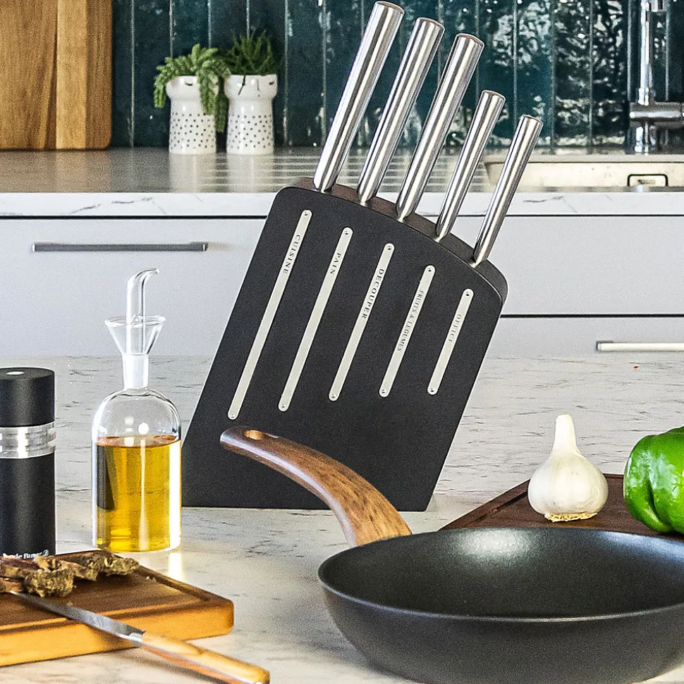 Bloc noir avec 5 couteaux kimono Jean Dubost 18507