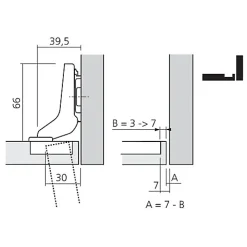 BLUM - Charniere invisible Clip Top - 110 degres - Sans ressort - A visser