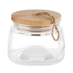 Bocal de conservation en verre avec couvercle en pin - 1 Litre
