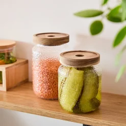 Bocal en verre avec couvercle en acacia 0,7 L Guy Levasseur