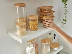 Bocal en verre avec couvercle hermétique en bambou 0,3 L